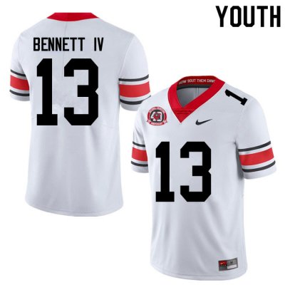 Youth Georgia Bulldogs NCAA #13 Stetson Bennett Nike Stitched White 1980 National Champions 40th Anniversary 2020 Authentic College Football Jersey OXR8154RU